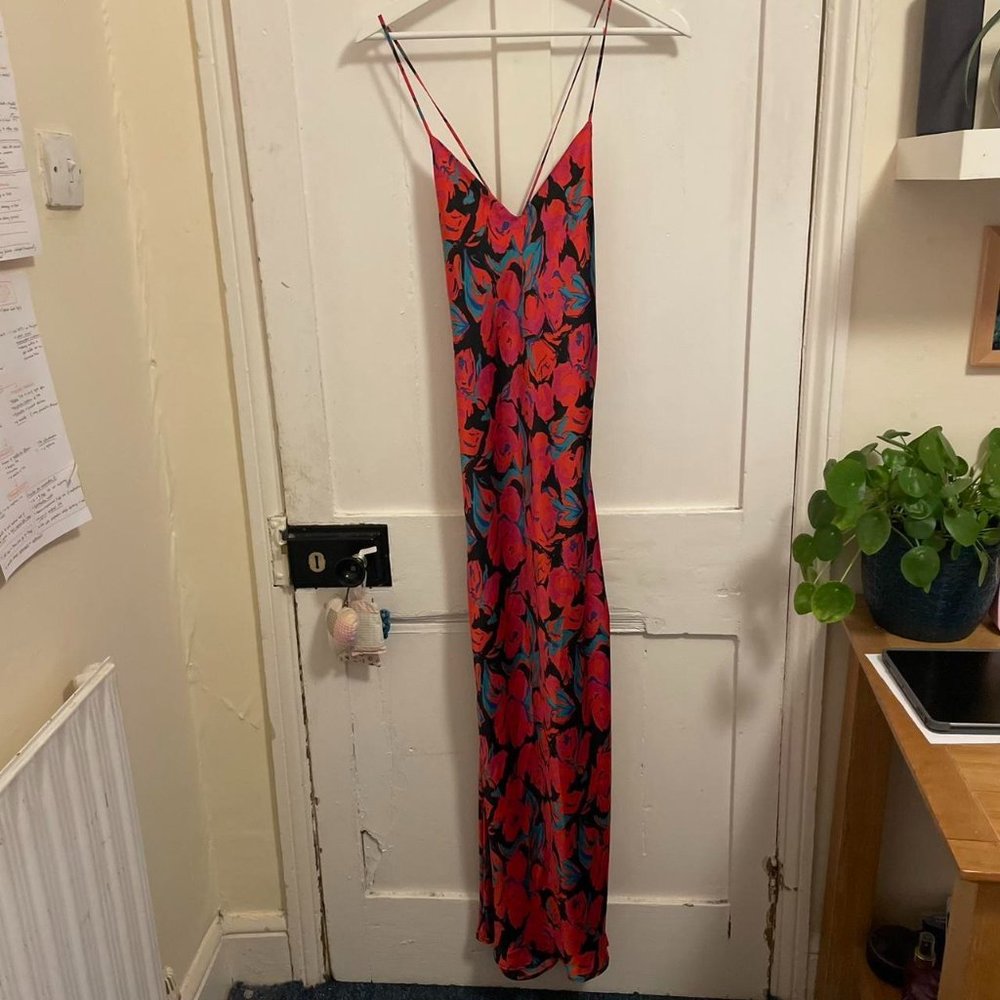 Topshop Womens Black and Red Dress